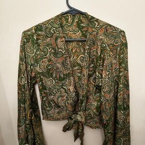 Paisley Tie-Front Blouse